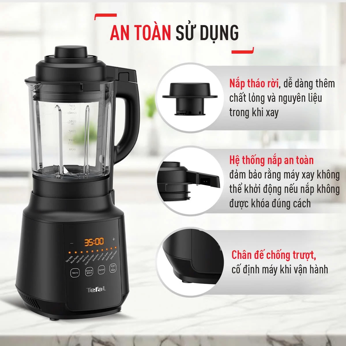 Máy Làm Sữa Hạt, Sinh Tố Tefal BL511868 - 1000W - 1750ml - Hàng Chính Hãng