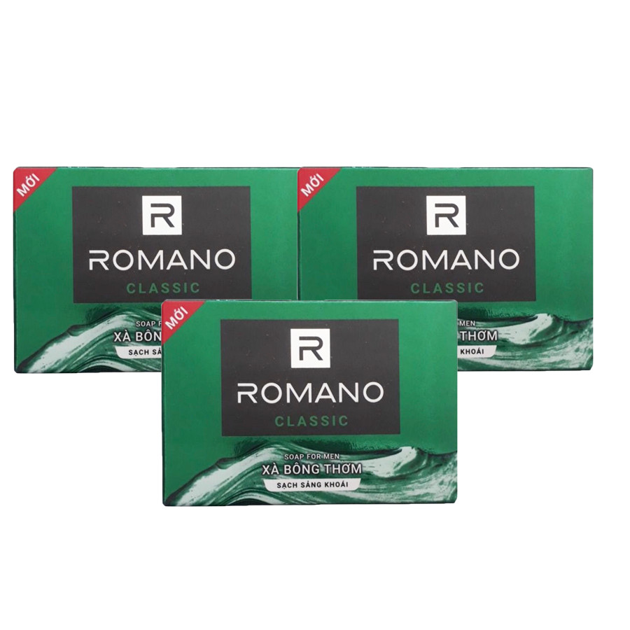 Combo 3 Xà bông tắm Romano Classic 90g*3-Tặng 5 Gói dầu gội Romnao Classic