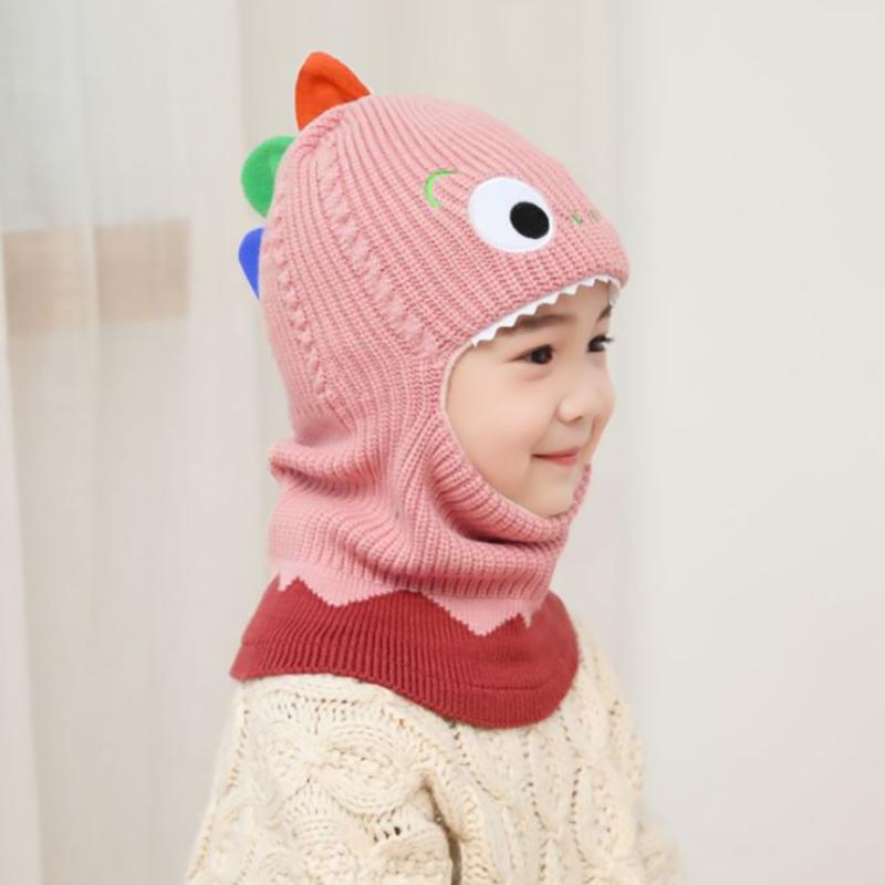 Bé Đan Nón Mùa Thu Đông Trẻ Em Khăn Mũ Bộ Khủng Long Bé Gái Bé Trai Ấm Beanies