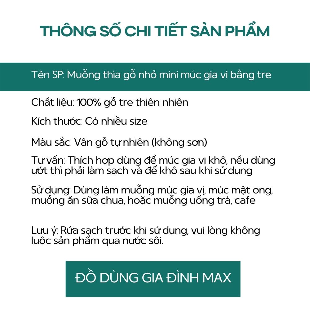 [Nhiều size] Bộ 4 cái muỗng gỗ nhỏ bằng tre múc gia vị, thìa gỗ nhỏ mini múc trà cafe ngũ cốc