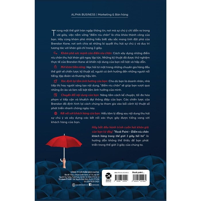 Hình ảnh HOOK POINT - ĐIỂM NÍU CHÂN KHÁCH HÀNG Trong Thế Giới 3 Giây Hối Hả - Brendan Kane - Trung Trịnh dịch - (bìa mềm)