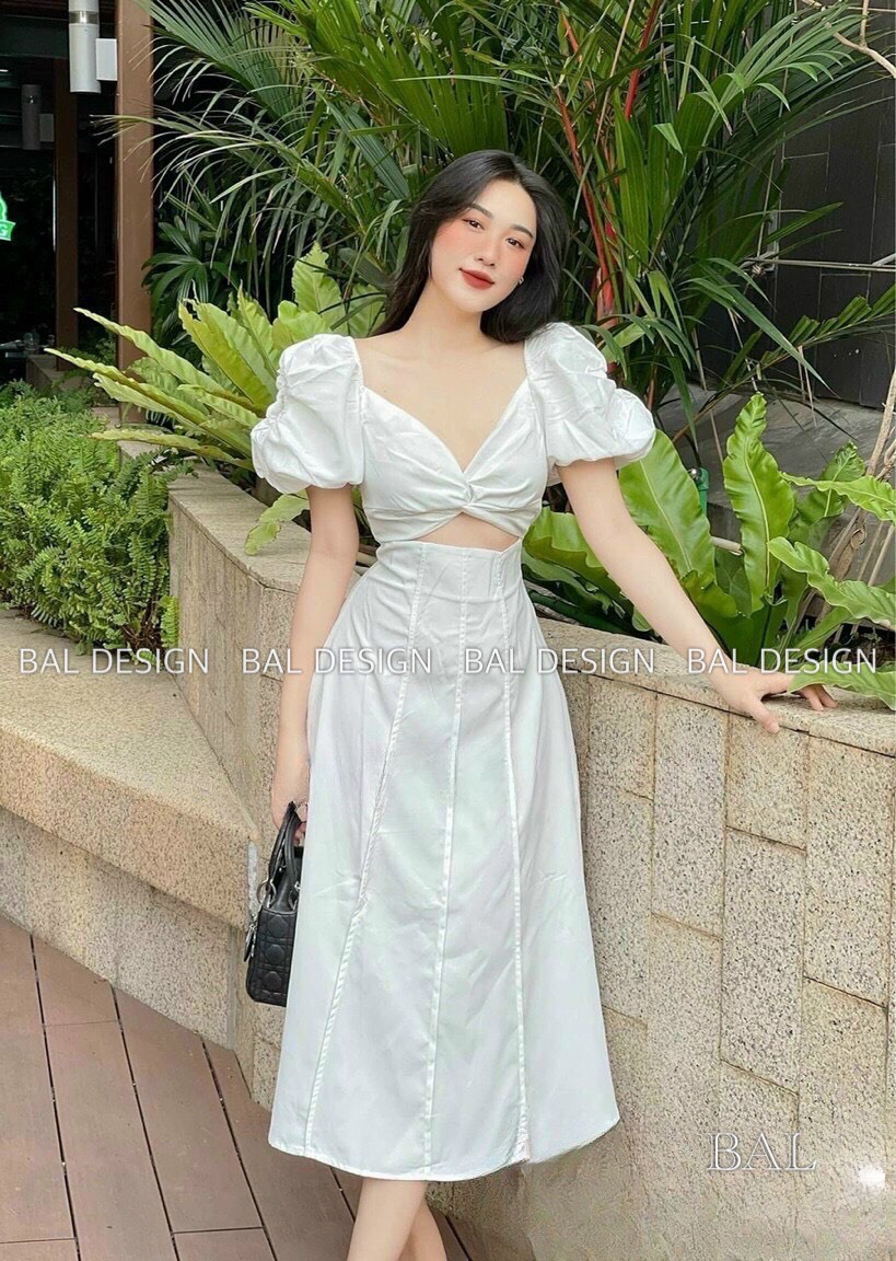 Váy Midi Xoắn Ngực Form Dài (kèm ảnh thật