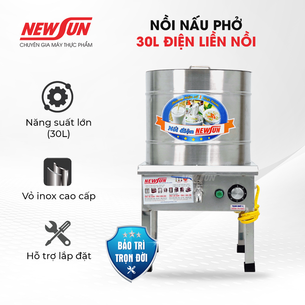 Nồi Nấu Phở Điện Liền Nồi NEWSUN 30L - Hàng chính hãng