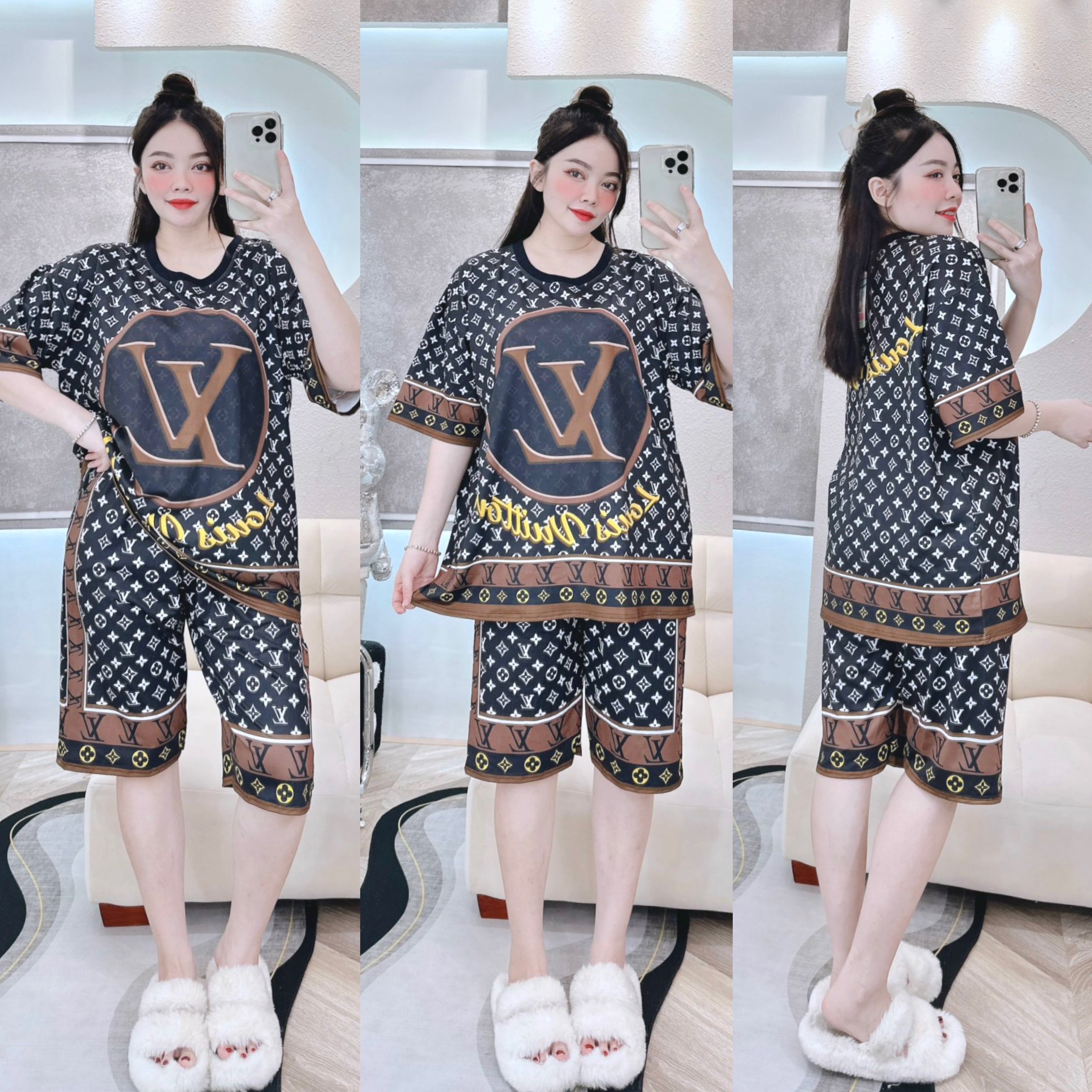 [HCM] (60-85kg, P1) Đồ bộ bigsize lửng in 3D hoạt hình chất thun lạnh. chuột minnie - heo con - mèo tom - thỏ - stitch - mèo garfield - mèo kitty - melody - mèo máy doraemon - labubu - kuromi - con bướm - khác. bobigsizelung1thunlanh