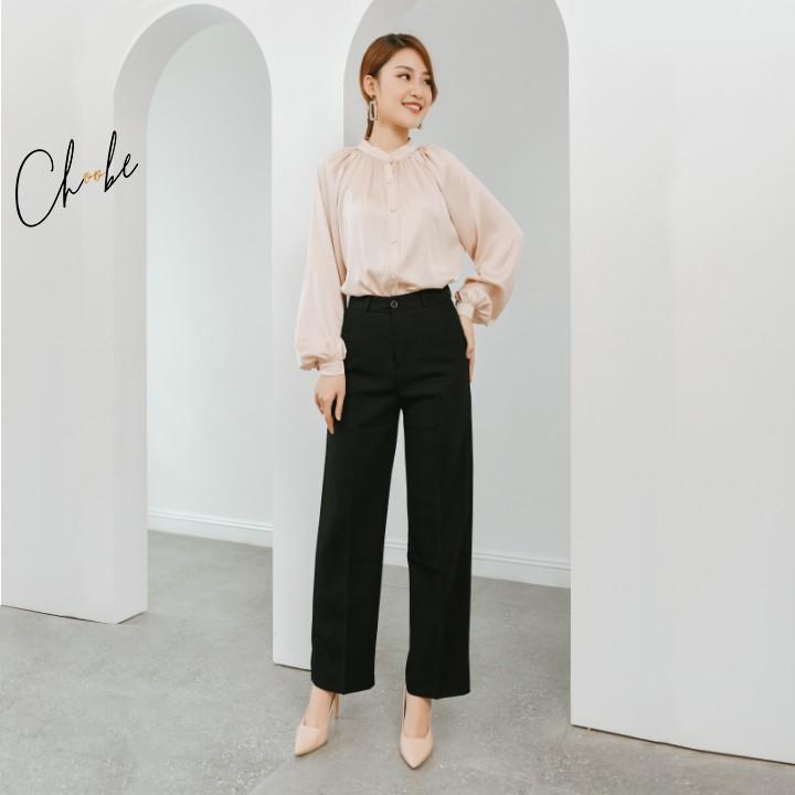 Quần suông ống rộng Choobe lưng cao vải cao cấp culottes nữ mặc kéo dài chân - Q01
