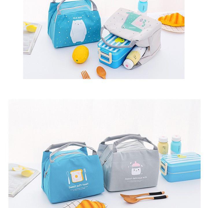 BÁN SỈ Túi Giữ Nhiệt Túi Đựng Cơm Giữ Nhiệt Đa Năng Hình Thú 3 Lớp Có Khoá Kéo Tiện Lợi 88218 SHOP TIỆN ÍCH