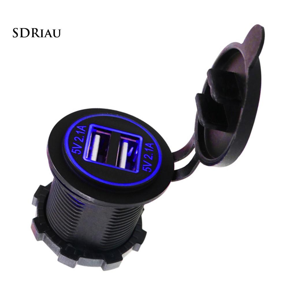 Củ sạc 2 cổng tích hợp màn hình LED 5V 2.1A cho xe hơi