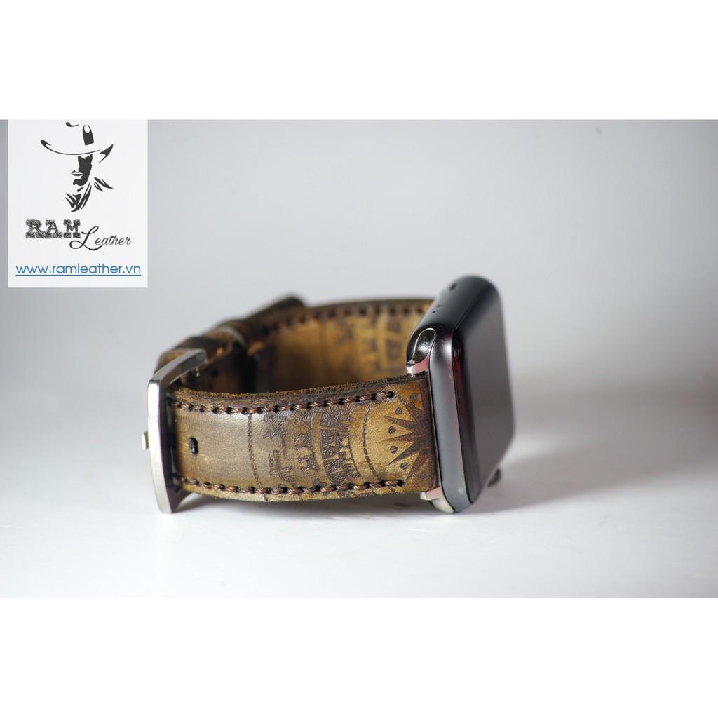 DÂY ĐỒNG HỒ TRỐNG ĐÔNG DA BÒ VEGTAN Ý NHUỘM THỦ CÔNG MÀU SOCOLA