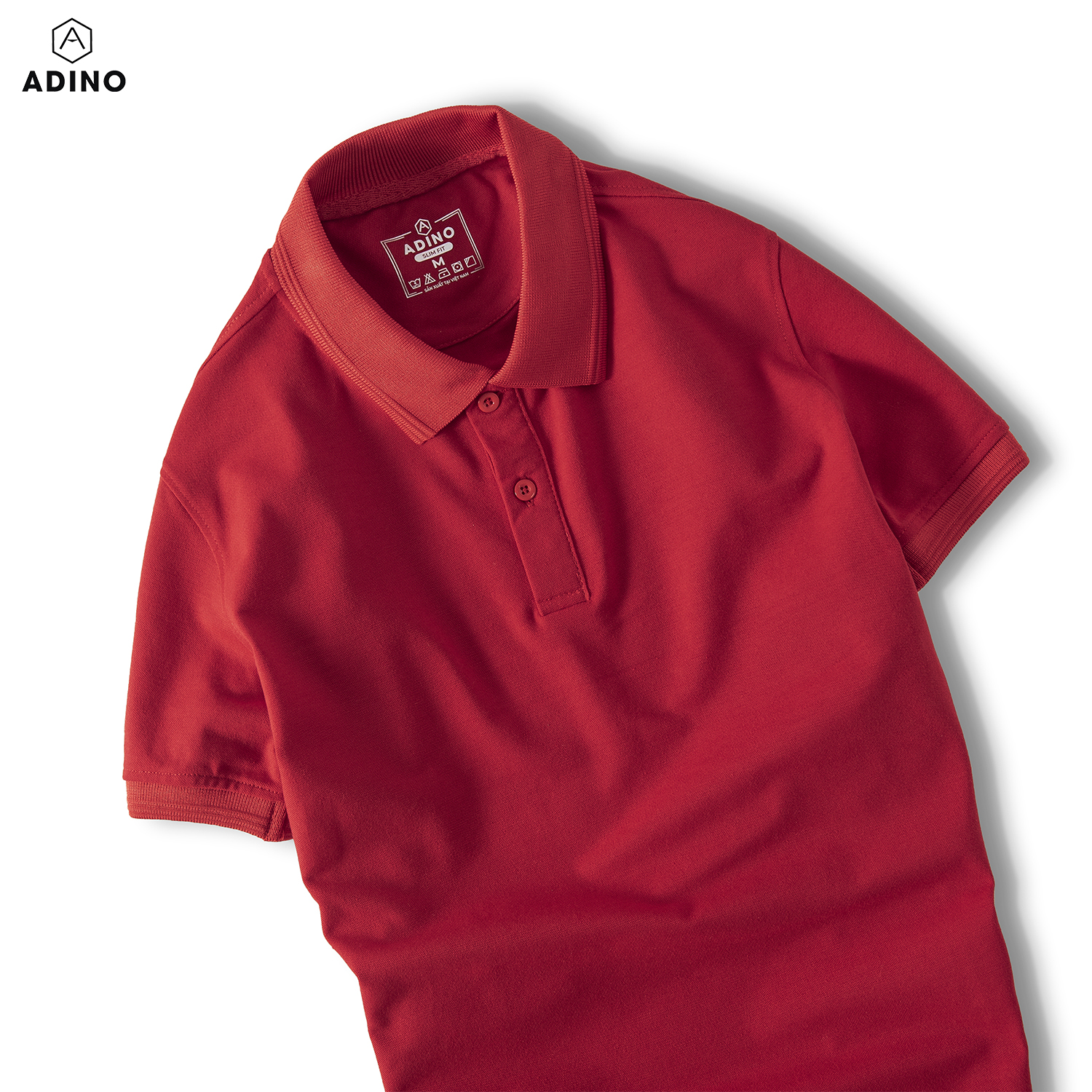 Hình ảnh Áo polo nữ màu đỏ phối viền chìm ADINO vải cotton polyester mềm dáng slimfit công sở hơi ôm trẻ trung APN03