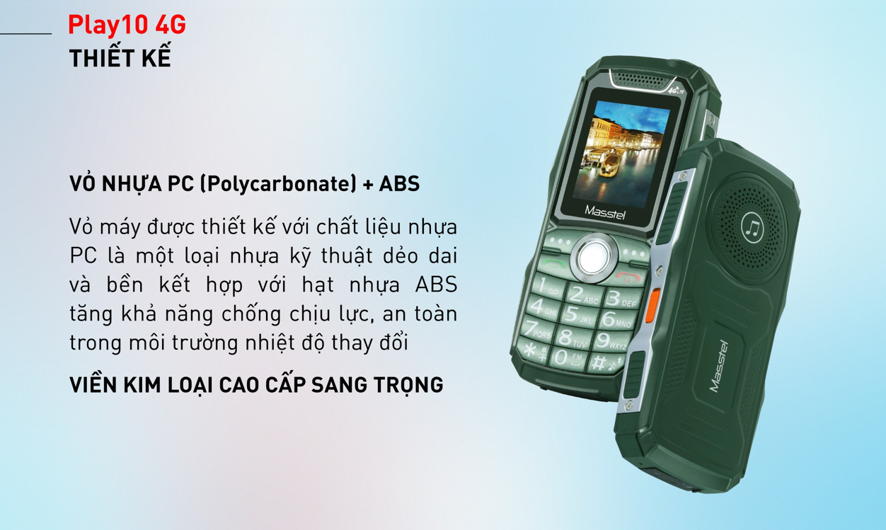 Điện thoại Masstel Play 10 4G - pin trâu - loa to rõ - nhiều tính năng - Hàng Chính Hãng