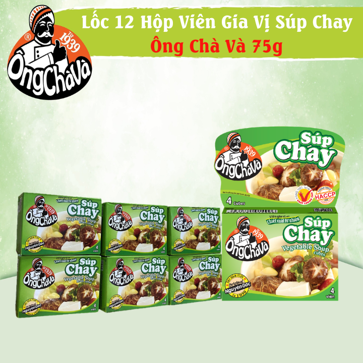 Lốc 12 Hộp Viên Gia Vị Súp Chay Ông Chà Và 75g (Vegetable Soup Cubes)