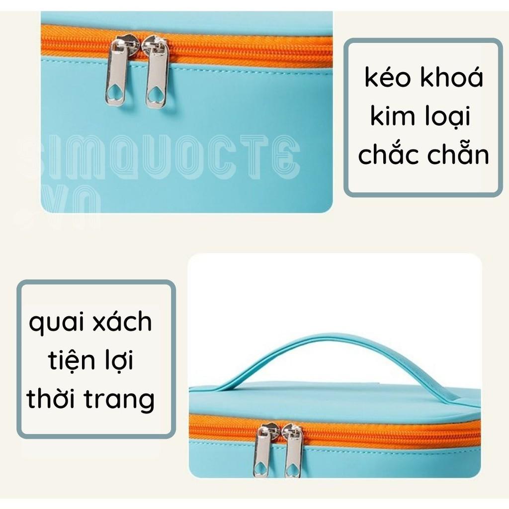 Túi đựng mỹ phẩm đồ trang điểm hình hộp chất liệu da sang trọng chống thấm nước