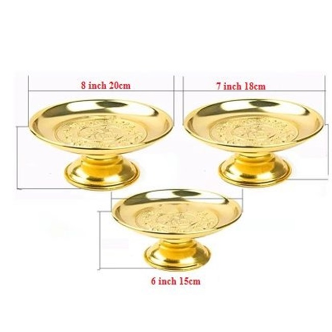 Dĩa trái cây bàn thờ Nhựa và Hợp kim màu vàng - thờ cúng.