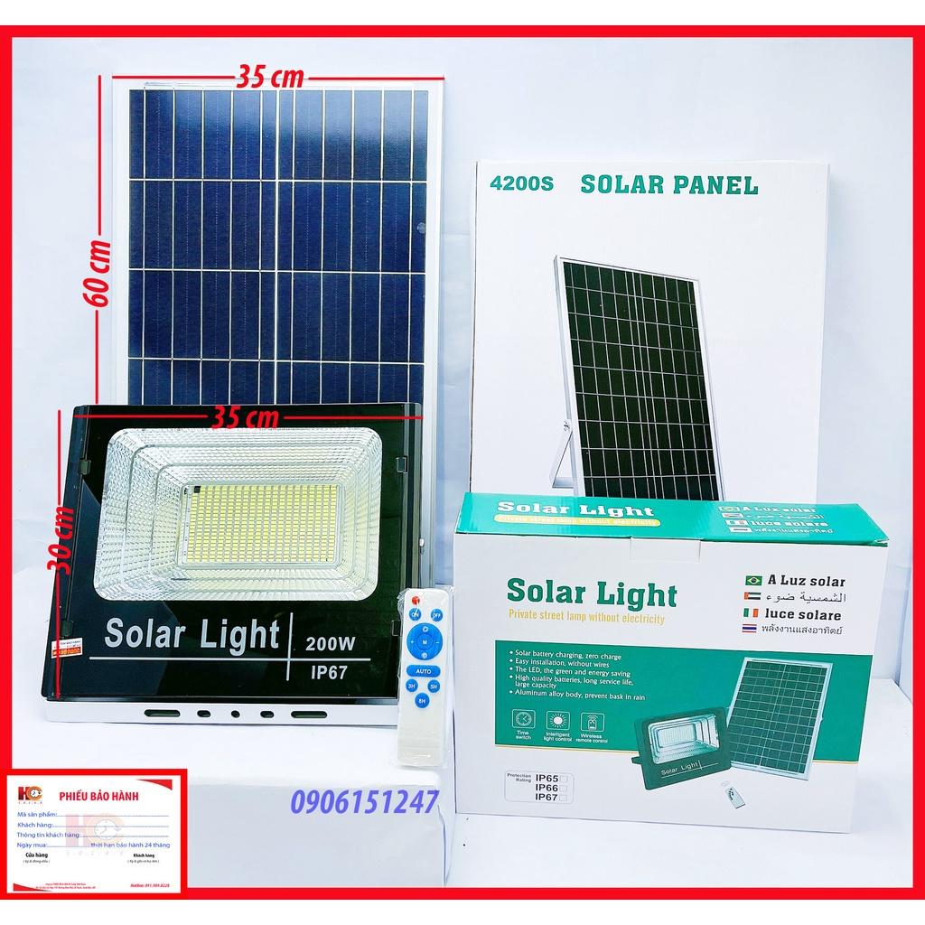 Đèn pha năng lượng mặt trời 200W – Vỏ nhôm, Đèn Led NLMT, Tấm pin NLMT rời, Ánh sáng trắng