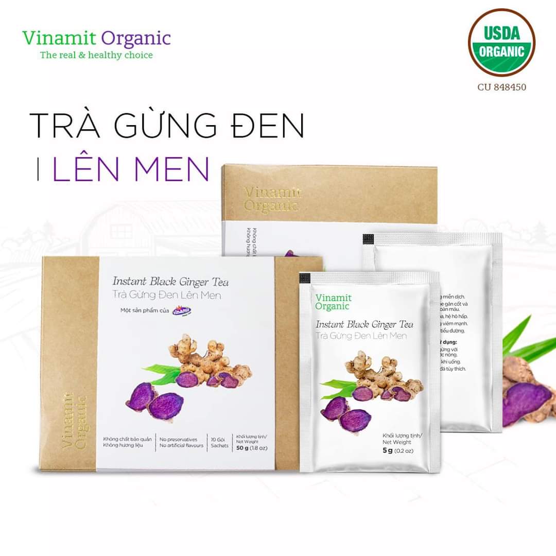 Trà Gừng Đen Lên Men VINAMIT Hộp Giấy 50g/100g