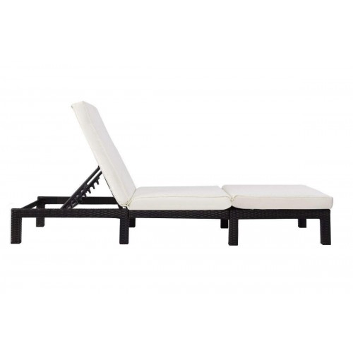 WEGO Giường tắm năng / Giường hồ bơi bằng mây nhựa //Rattan Sunbed with Recliner / Patio Garden furniture / pool side recliner sunbed Sofa Relax - Sunlounger (Black)