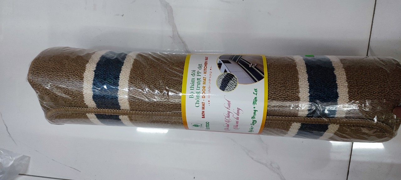 Bộ thảm đôi chống trượt PP dệt tre xanh