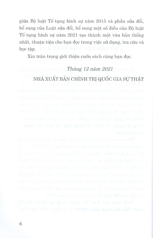 Sách Bộ luật Tố tụng Hình Sự Hiện Hành - Tái Bản Năm 2021 (NXB Chính Trị Quốc Gia Sự Thật)