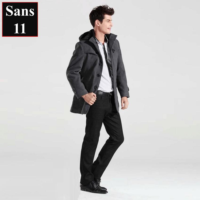 Áo Khoác Dạ Nam Trần Bông Áo Khoác Nam Có Mũ Có Đai Siêu Ấm Sans11 Sans Shop