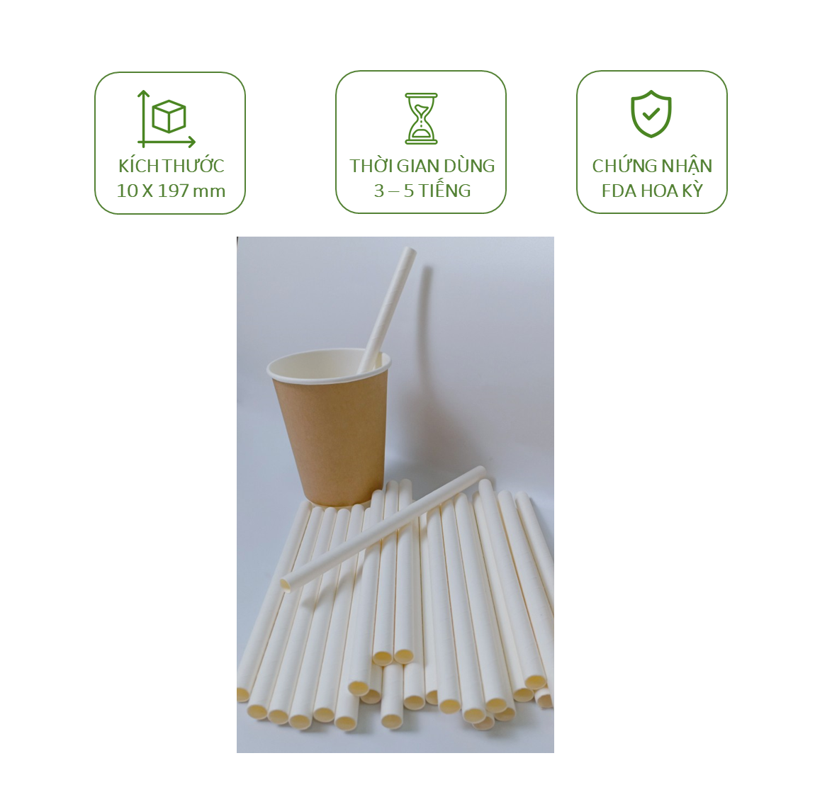 50 ống hút giấy phi 10 uống trà sữa trân châu, sinh tố, đá xay, smoothie