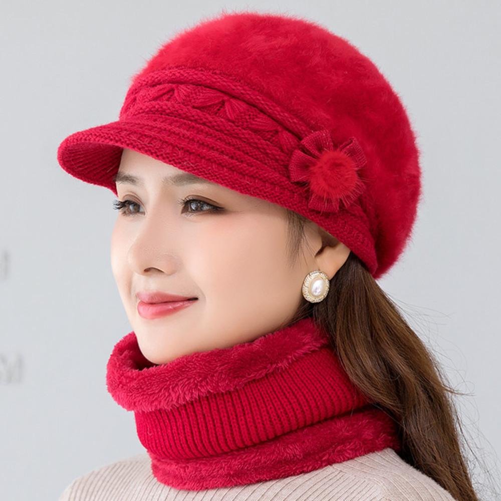 Phụ Nữ Mới Mùa Đông Mũ Giữ Ấm Nắp Thêm Lông Lót Mũ Và Khăn Bộ Mũ Ấm Áp Cho Nữ Áo Thỏ bộ Lông Mùa Đông Nón Len