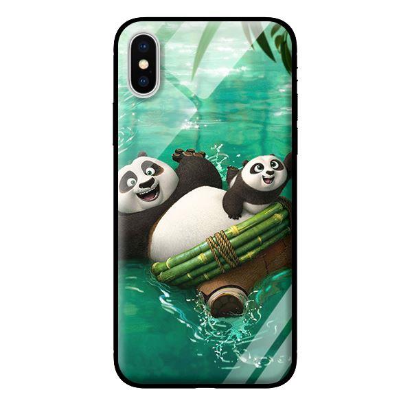 Ốp lưng kính cường lực cho iPhone X PANDA Bơi - Hàng chính hãng