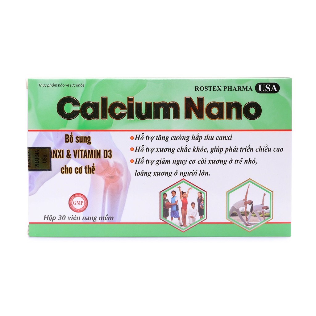 Combo 2 Hộp Calcium Nano bổ sung canxi, vitamin D3, omega 3 tăng chiều cao - Hộp 30 viên