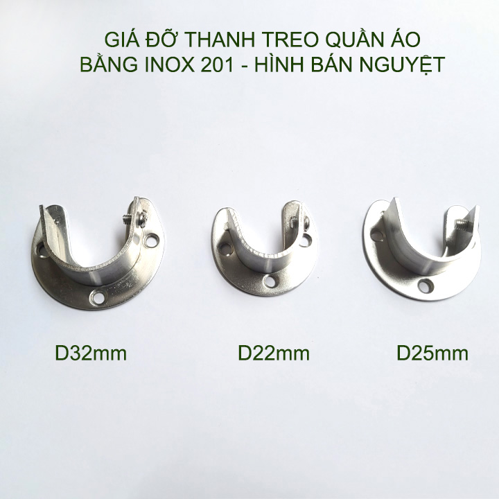 Bộ 2 giá đỡ thanh treo quần áo trong tủ bằng inox 201 không gỉ