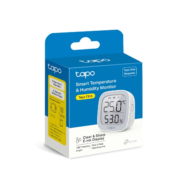 Thiệt bị đo nhiệt độ và độ ẩm thông minh TP-Link Tapo T315 | Màn hình E-ink 2.7&quot; | App điều khiển Tapo | Bảo hành 1 năm | Hàng Chính Hãng