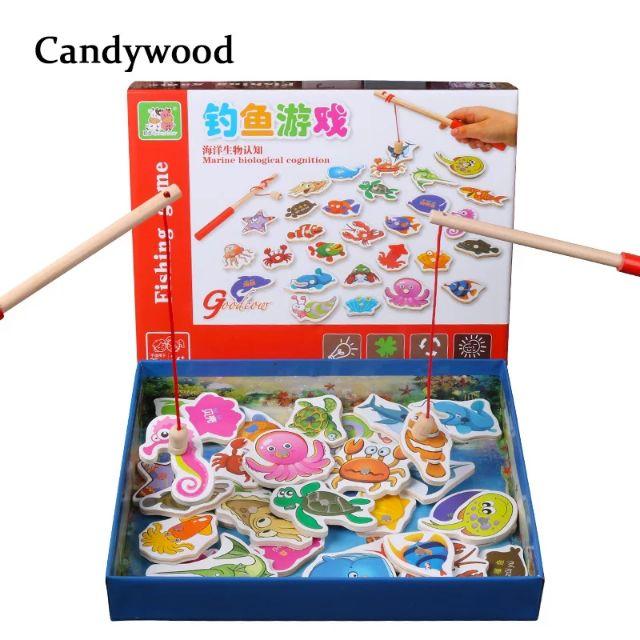 Bộ câu cá nam châm 32 con bằng gỗ