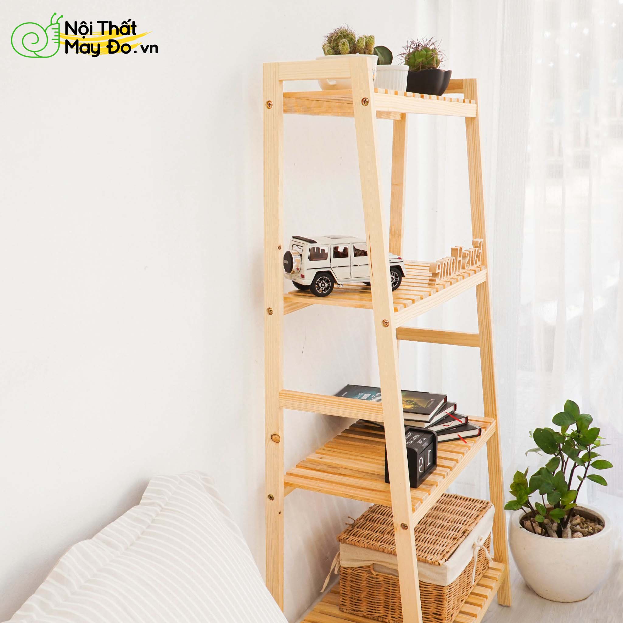 Kệ Sách Đa Năng - A Bookshelf 4F - Thiết Kế Hình Chữ A 4 Tầng Hiện Đại - Dễ Lắp Ráp Và Di Chuyển - Có 2 Màu Sắc