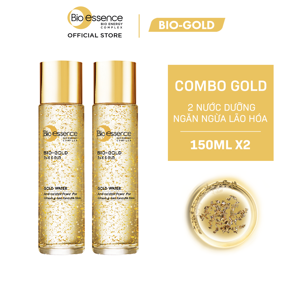 Combo 2 Nước dưỡng ngăn ngừa lão hóa vàng 24k Bio-Gold Bio-essence 150ml/chai