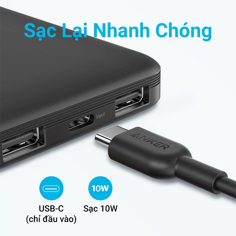 Pin Sạc Dự Phòng Không Dây Anker Wireless PowerCore 10000 mAh - A1615 - Hàng Chính Hãng