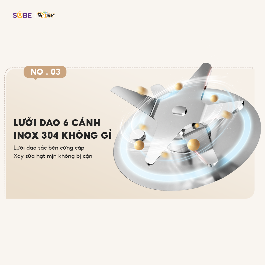 Máy Làm Sữa Hạt 0,6L BEAR Máy Xay Nhuyễn Mịn, Máy Xay Hạt Máy Xay Sinh Tố Mini Nấu Cháo Tự Động Vệ Sinh SB-SH06C - Hàng Chính Hãng
