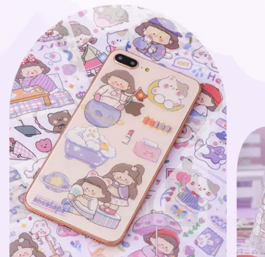 Sticker Set Băng Keo Giấy Họa Tiết Dễ Thương Dùng Trang Trí Sổ Tay