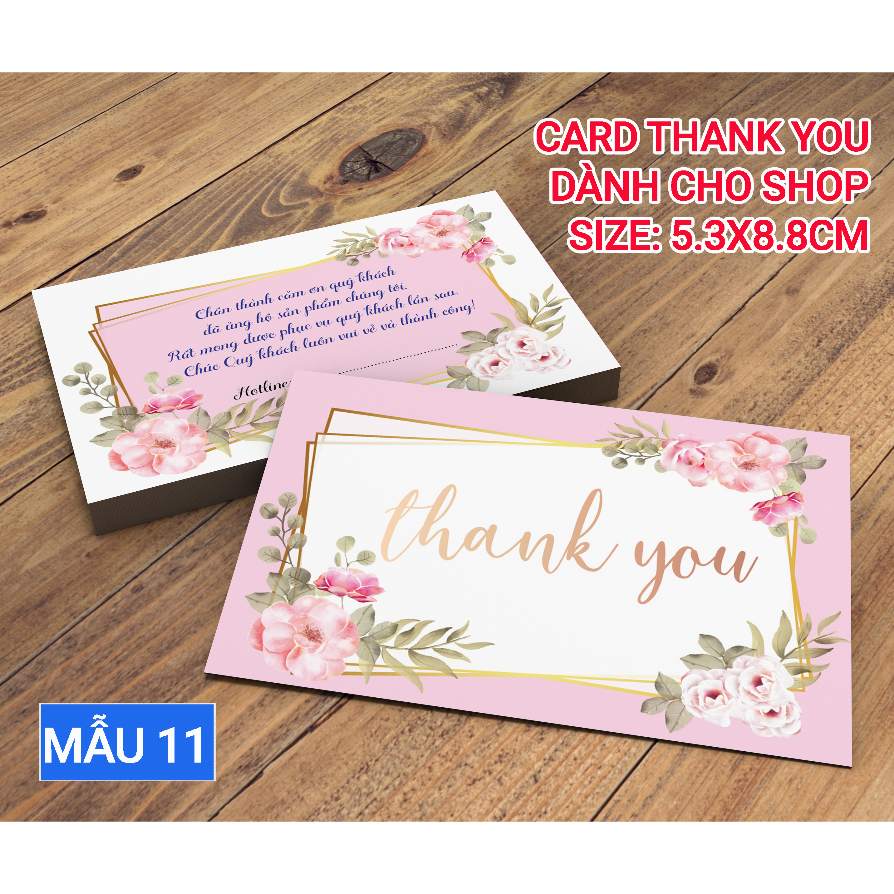 500 Thẻ Cảm Ơn Cho Shop - Mẫu 11 - Nền Trắng Hồng
