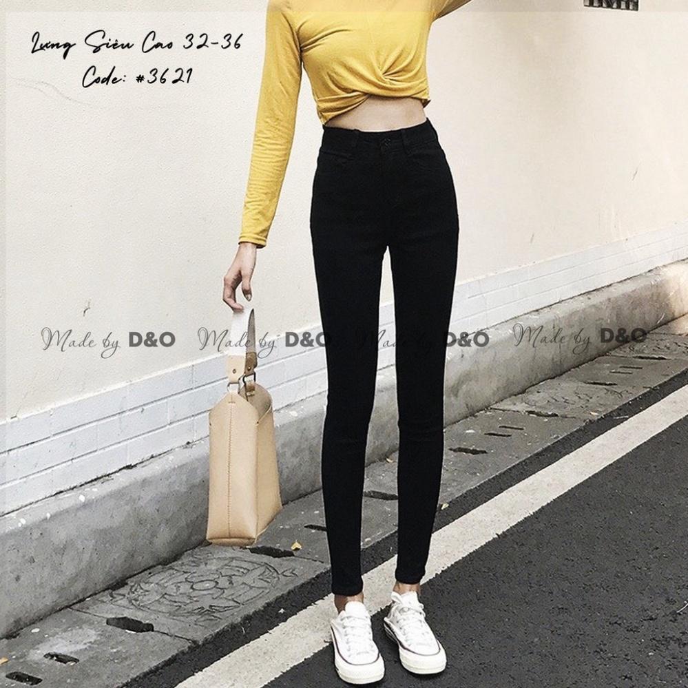 Quần Jeans Đen Trơn / Rách Gối Size ĐẠI - Lưng Cao - Hàng siêu co giãn QJ007