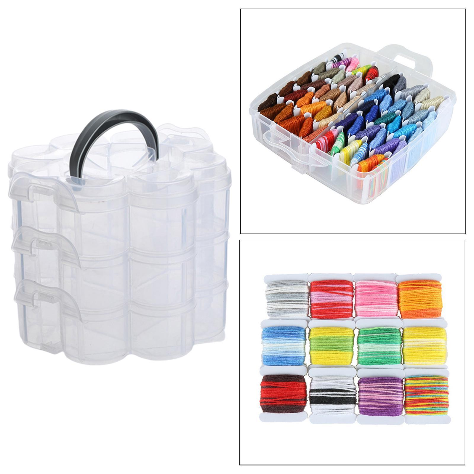 Clear Plastic Storage Box, Tool Box, Sewing Box Organizer, Multipurpose Organizer, Portable Handled Storage Case for Art Craft