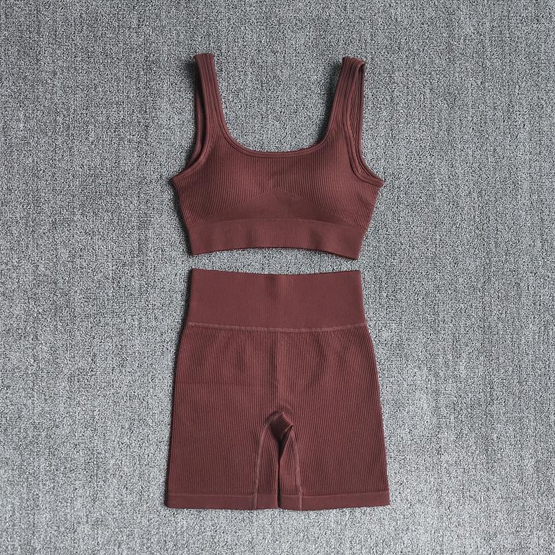 WAREBALL 2 Phụ Nữ Tập Yoga Bộ Áo Ngực Sexy Liền Mạch Quần Short Thể Thao Tập Luyện Chạy Quần Áo Tập Gym Mặc Thể Thao Bộ Đồ Thể Thao Color: Beige Size: L