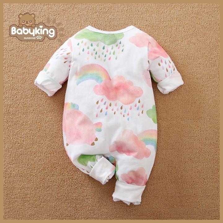 BodySuit,áo liền quần dễ thương dài tay kiểu mây bảy màu cho bé gái ,cotton 100%,thương hiệu Aiueo Nhật Bản.