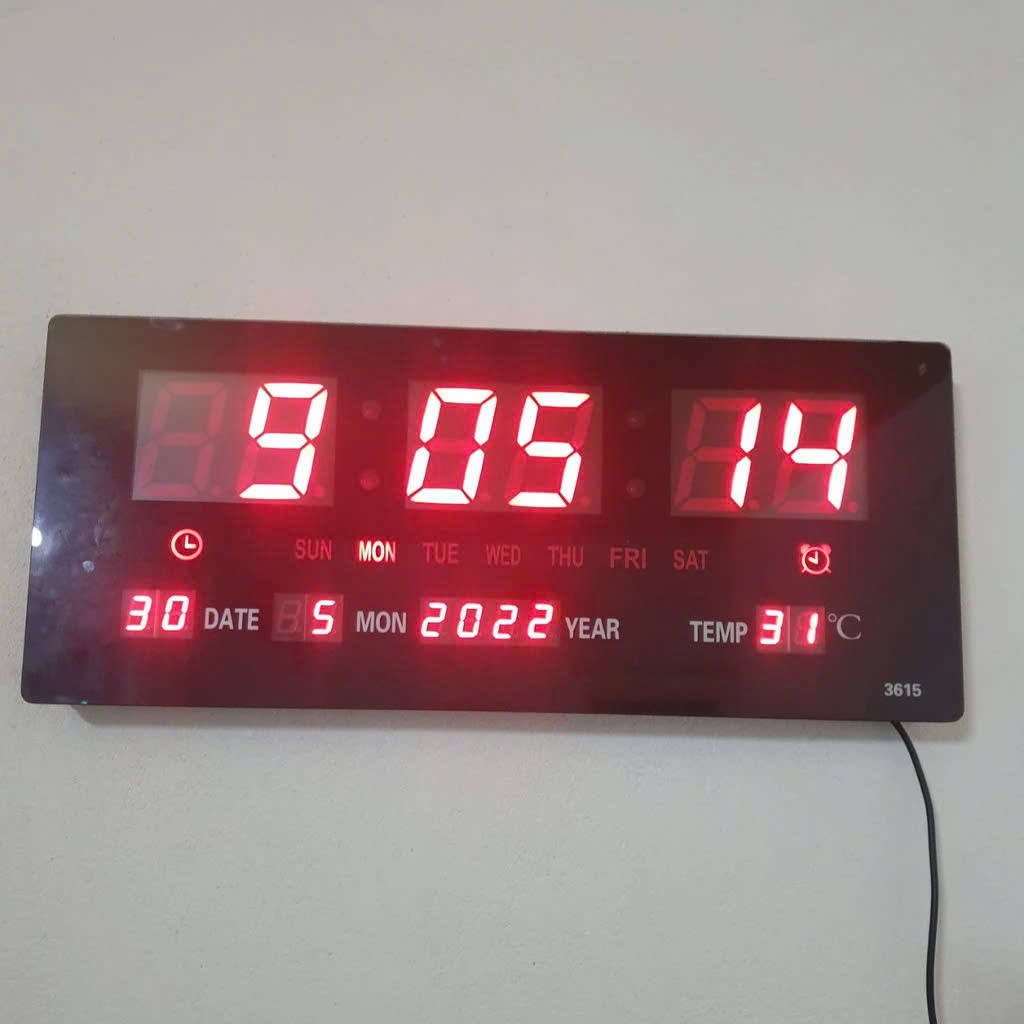 Mẫu Đồng Hồ LED Vạn Niên Treo Tường Có Lịch, Báo Nhiệt Độ, Báo Thời Gian Sang Trọng, Độc Đáo
