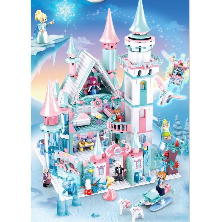 Bộ đồ chơi lắp ráp kiểu lego Lâu Đài Công Chúa Frozen Villa Model Sluban M38 0789 với 1314 chi tiết