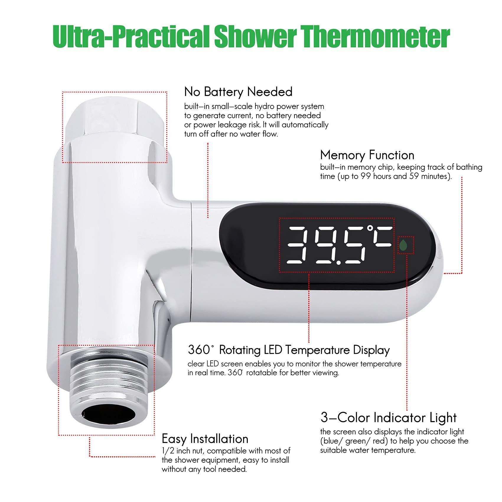 Hiển thị đèn LED Home Water Tắm vòi hoa sen lưu lượng máy tự động máy đo điện tử tạm thời để chăm sóc em bé