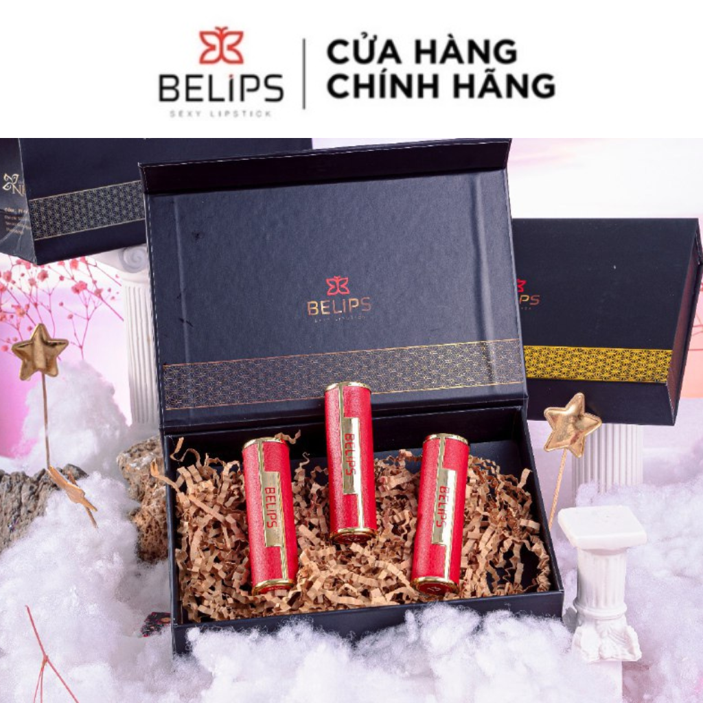 Set Son Quà Tặng Sang Trọng BELIPS - Combo 3 Son Thỏi Mịn Môi Bán Lì