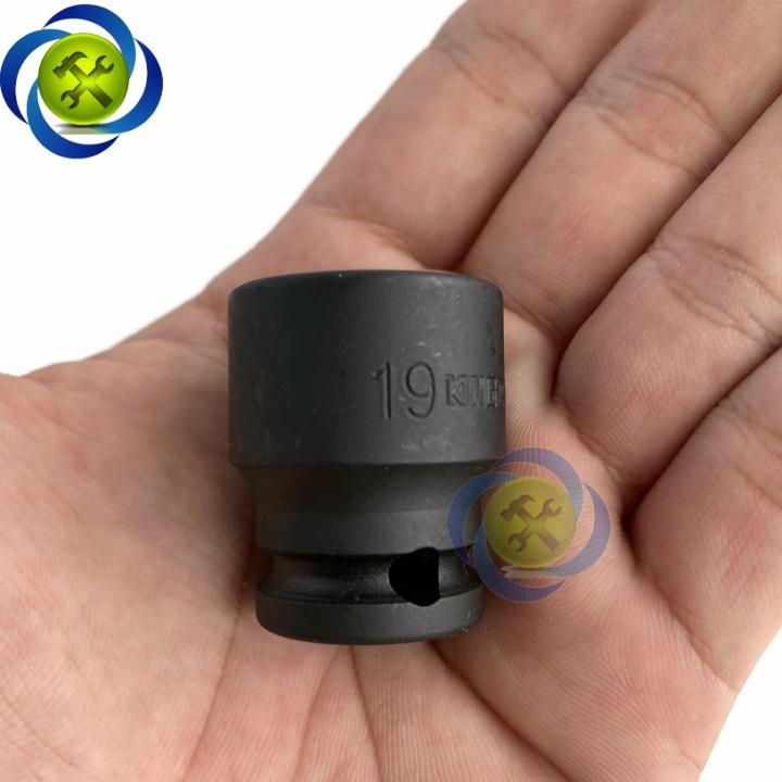 Tuýp 19mm 3/8 Kingtony 353519M loại ngắn 6 cạnh màu đen