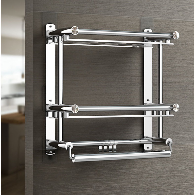 Kệ treo đồ nhà tắm 3 tầng bằng inox dán tường tiện lợi