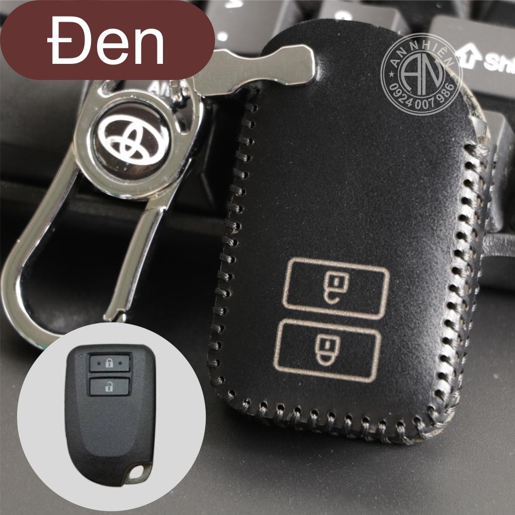 Bao da dành cho móc khoá bọc ốp chìa khóa xe ô tô Toyota Yaris, da bò, nhiều màu, khâu thủ công To25