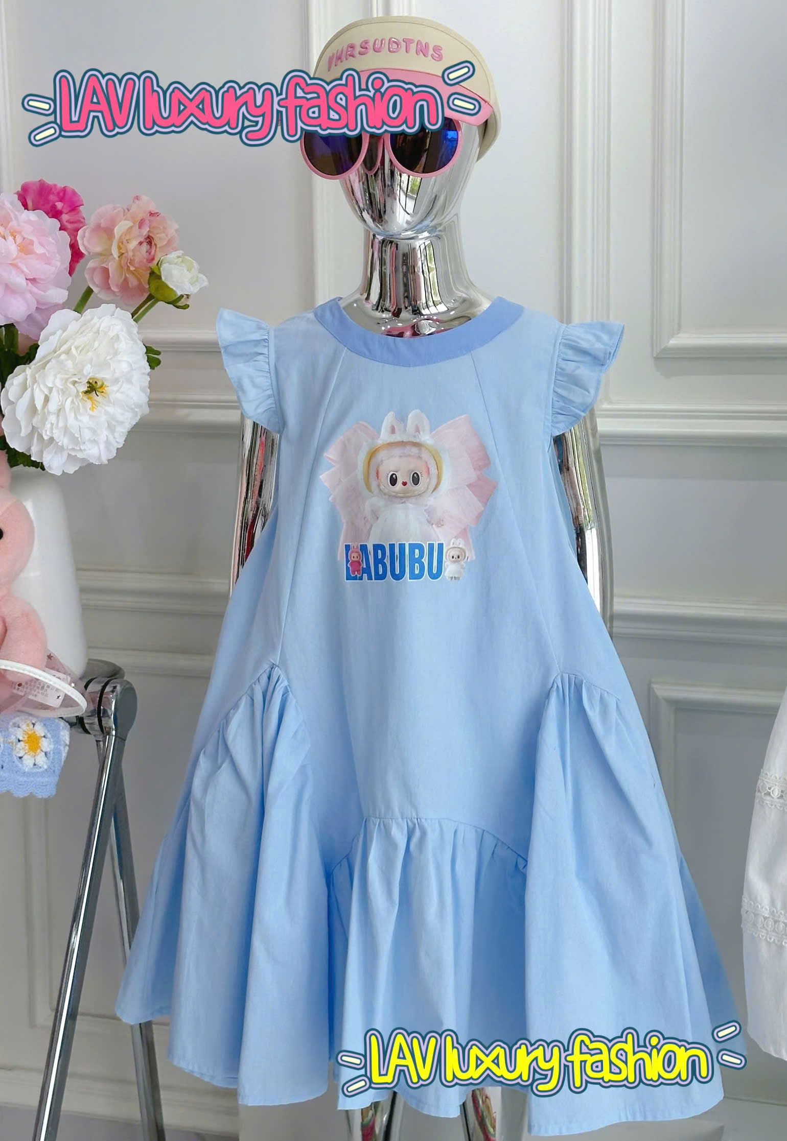 Đầm bé gái Labubu Xanh MS202668