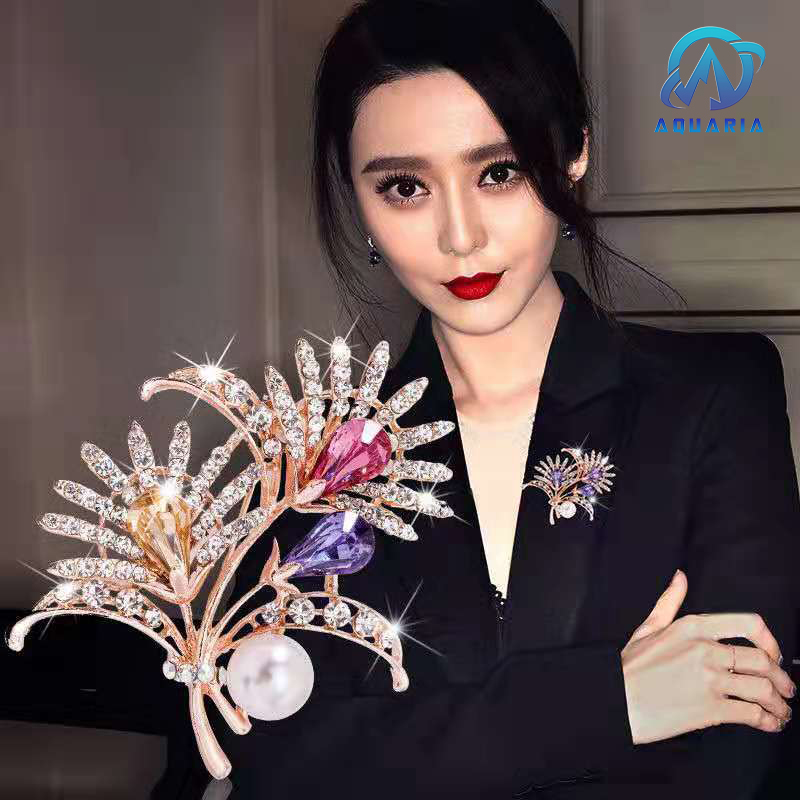 Trâm Cài Áo Nữ Quà Tặng Hoa Tam Sắc Đính Đá Trang Nhã Sang Trọng