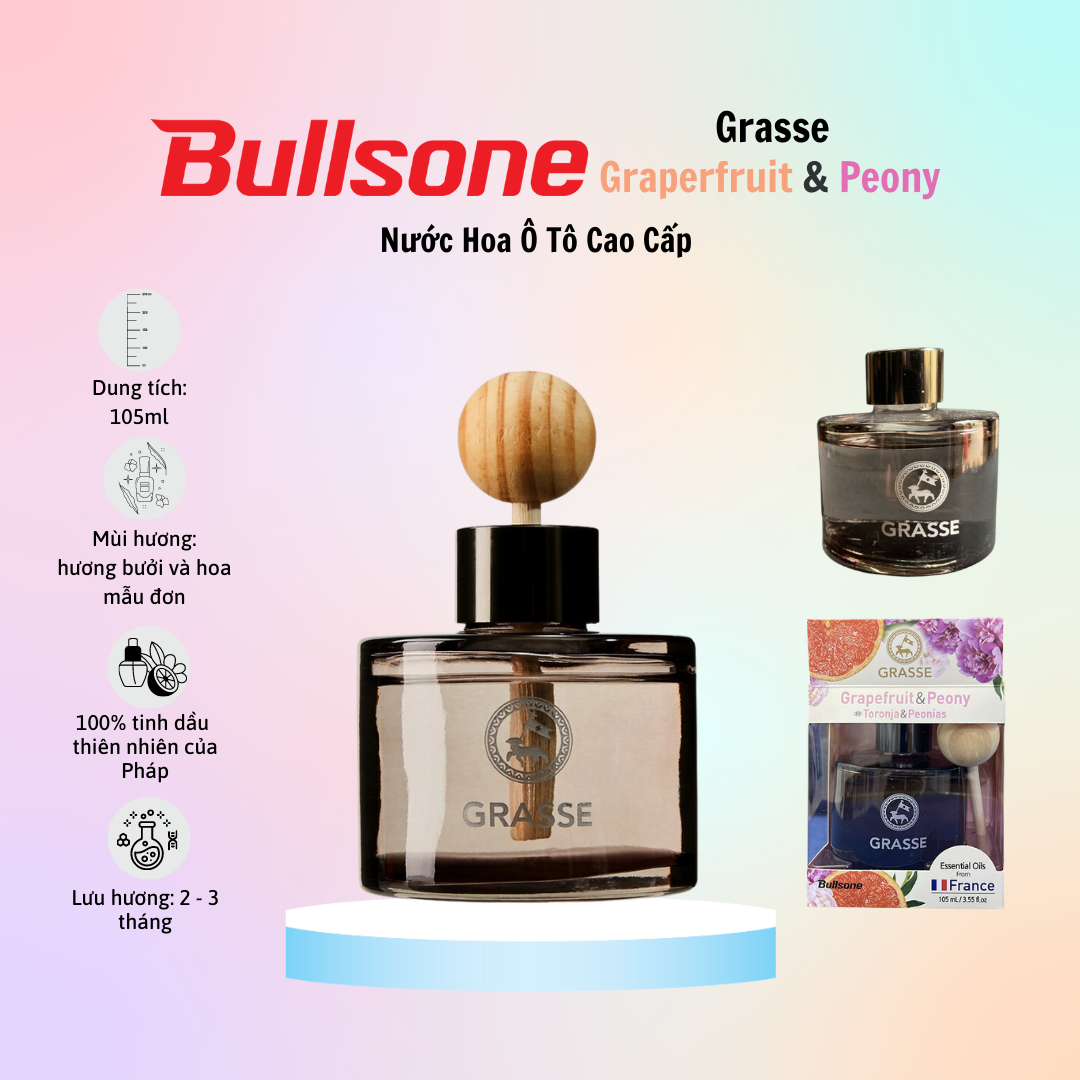 Nước Hoa Ô Tô Cao Cấp Bullsone Grasse Grapefruit & Peony /Grasse Blackberry & Cherry - Nhiều Hương Lựa Chọn - Hàng chính hãng